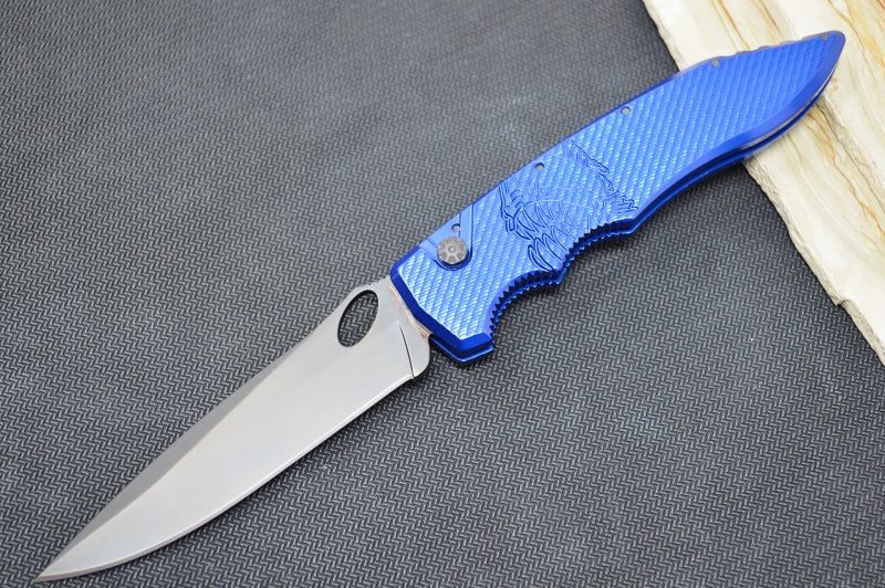 Piranha Knives "Mini Predator" - CPM-S30V Black Blade / Blue Aluminum Handle