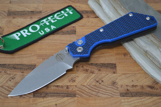 Pro Tech Strider SnG - Black/Blue Textured G-10 Handle / Stonewash Blade - Northwest Knives