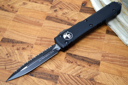 Microtech Ultratech Tactical OTF - Black Finished Blade/ Full Serrated Dagger / Black Handle 122-3T
