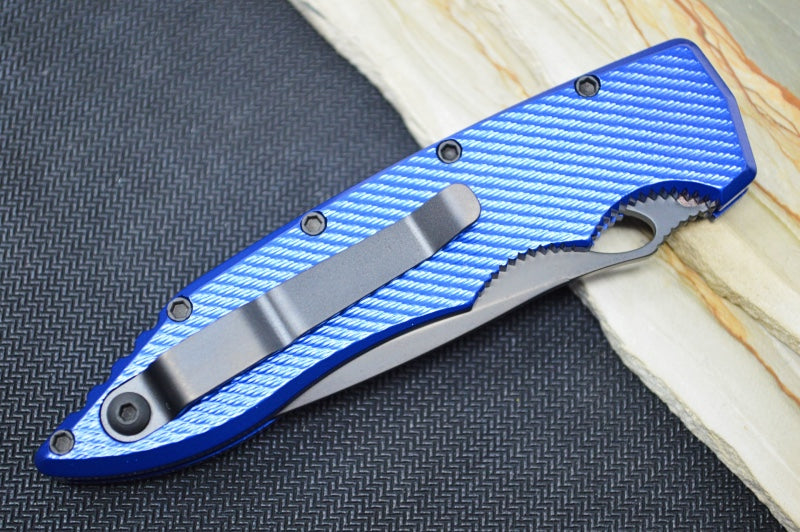 Piranha Knives "Mini Predator" - CPM-S30V Black Blade / Blue Aluminum Handle - Northwest Knives
