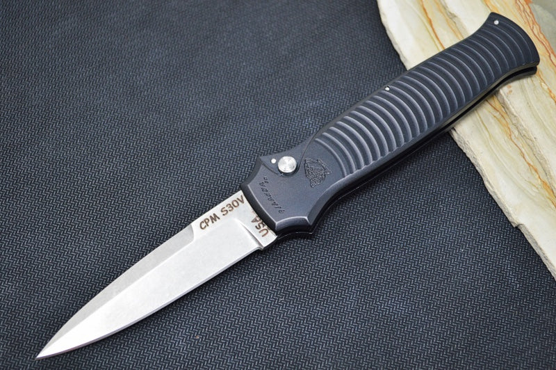 Piranha Knives "Bodyguard" - S30V Stonewash Blade / Black Aluminum Handle - Northwest Knives