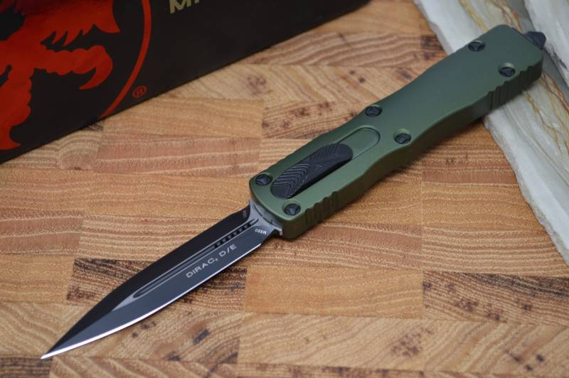 Microtech Dirac OTF - Black Double Edge / OD Green Handle 225-1OD