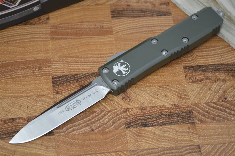 Microtech UTX-85 OTF - Single Edge / Satin Blade / OD Green Body - 231-4OD - Northwest Knives