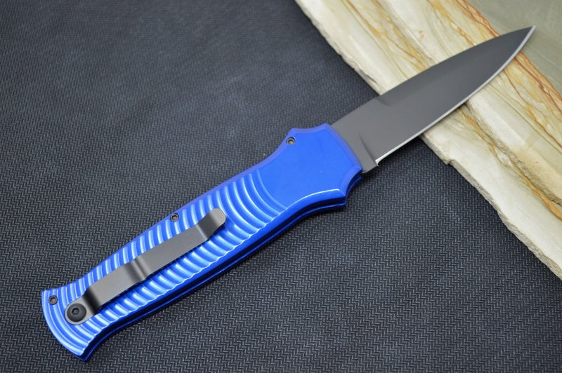 Piranha Knives "Bodyguard" - CPM-S30V Steel / Blue Aluminum Handle / Black Blade - Northwest Knives