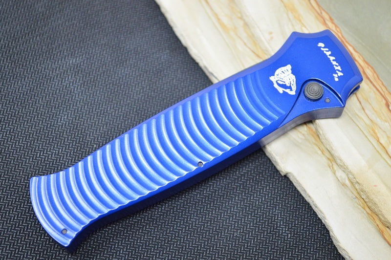 Piranha Knives "Bodyguard" - CPM-S30V Steel / Blue Aluminum Handle / Black Blade - Northwest Knives