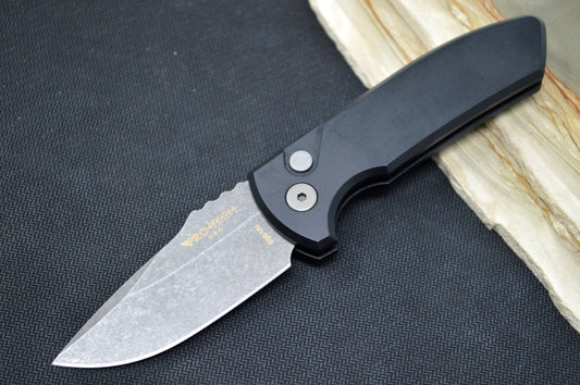 Pro Tech SBR Auto - Black Aluminum Handle / Acid Washed Blade LG411