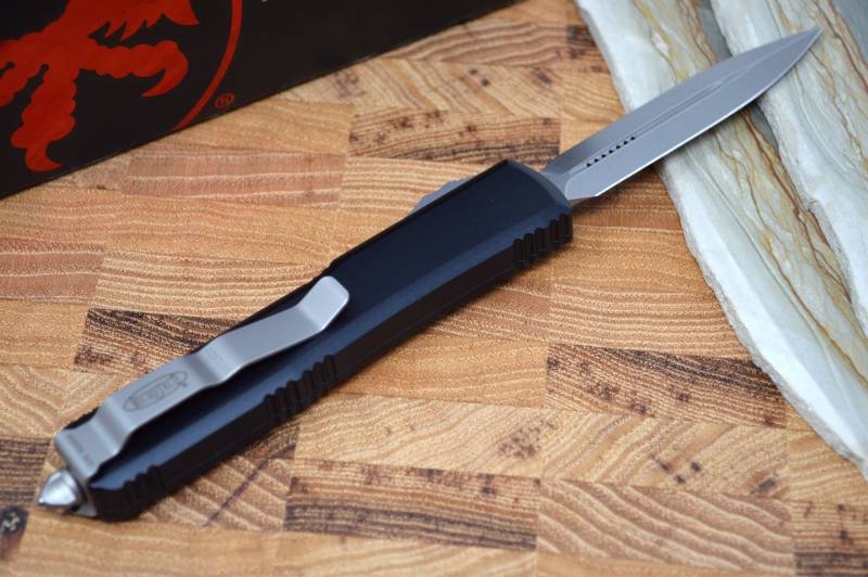 Black Aluminum Handle | Microtech Ultratech OTF | Double Edge Stonewash Standard | Northwest Knives