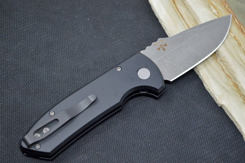 Pro Tech SBR Auto - Black Aluminum Handle / Acid Washed Blade LG411