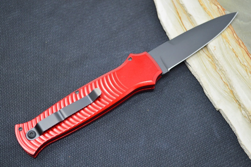 Piranha Knives "Bodyguard" - CPM-S30V Steel / Red Aluminum Handle / Black Blade - Northwest Knives