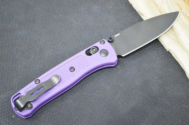 Benchmade Knives | Mini Bugout Custom Knife With Bright Purple Handle Scales