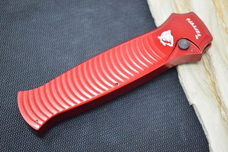 Piranha Knives "Bodyguard" - CPM-S30V Steel / Red Aluminum Handle / Black Blade - Northwest Knives
