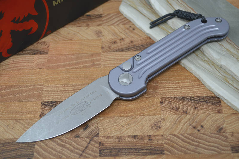 Microtech L.U.D.T - Gray Handle / Apocalyptic Plain Edge Blade - 135-10APGY - Northwest Knives