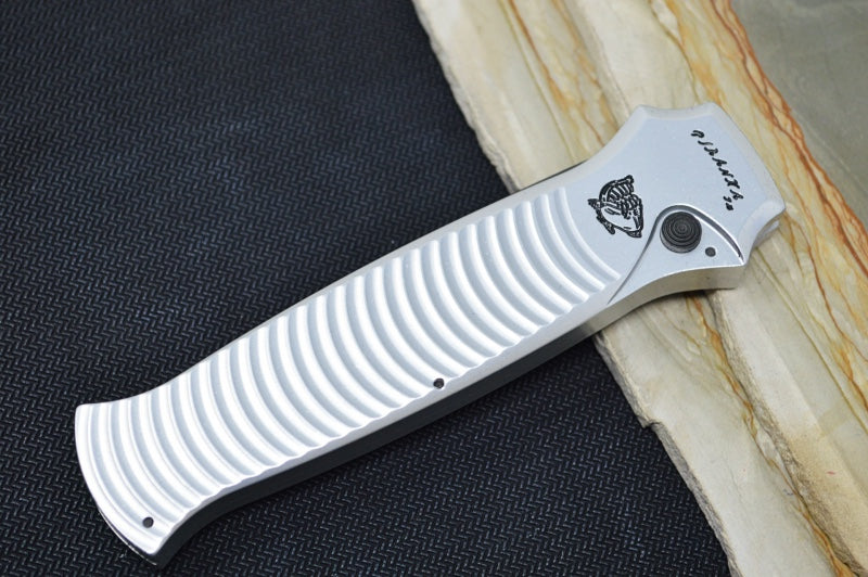 Piranha Knives "Bodyguard" - CPM-S30V Steel / Silver Aluminum Handle / Black Blade - Northwest Knives