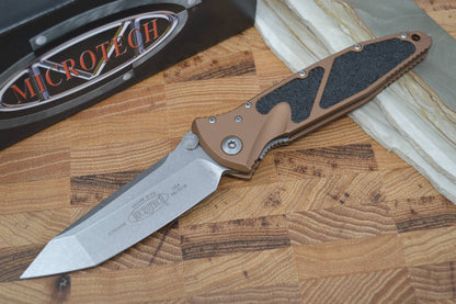 Microtech SOCOM Elite - Stonewash Blade / Tan Handles w/ Black Inserts 161-10TA - Northwest Knives