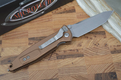 Microtech SOCOM Elite - Stonewash Blade / Tan Handles w/ Black Inserts 161-10TA - Northwest Knives