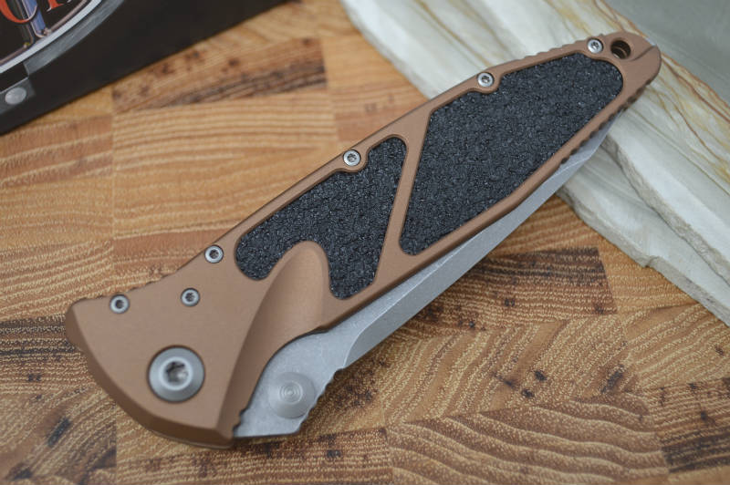 Microtech SOCOM Elite - Stonewash Blade / Tan Handles w/ Black Inserts 161-10TA - Northwest Knives