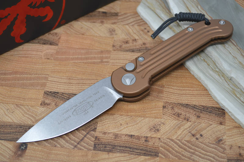 Microtech L.U.D.T - Tan Handle / Stonewash Plain Edge Blade - 135-10TA - Northwest Knives
