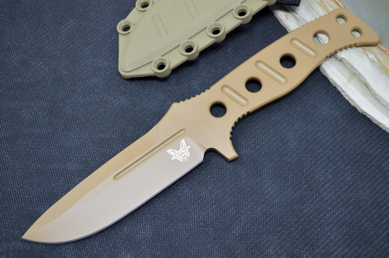 Benchmade 375FE-1 Fixed Adamas - Flat Dark Earth CPM-CruWear Drop Point Blade / Skeletonized CPM-CruWear Handle