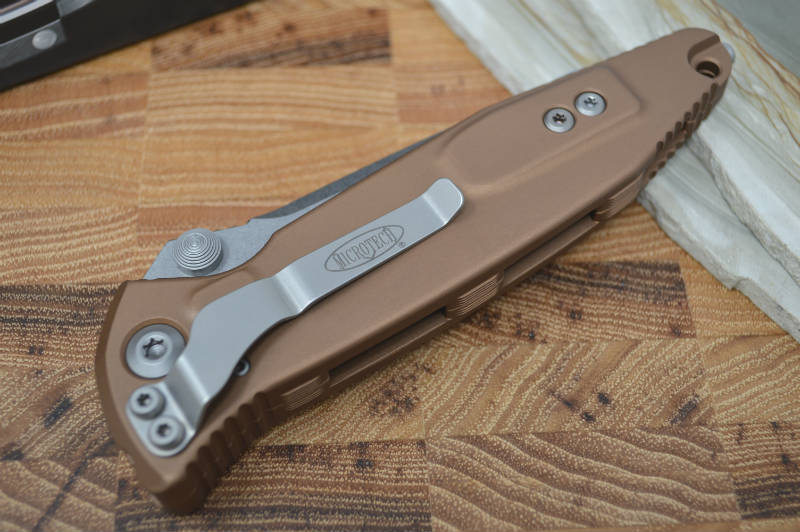 Microtech SOCOM Elite - Stonewash Blade / Tan Handles w/ Black Inserts 161-10TA - Northwest Knives