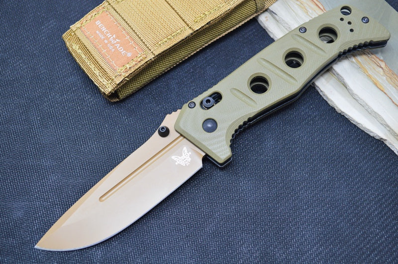 Benchmade 275FE-2 Adamas - Flat Dark Earth CPM-CruWear Drop Point Blade / OD Green G-10 Handle
