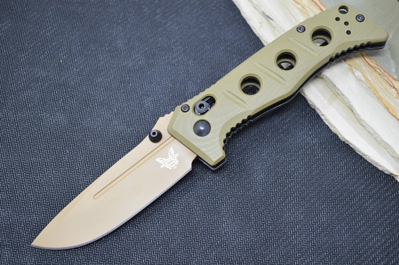 Benchmade 273FE-2 Mini Adamas - Flat Earth Drop Point Blade / CPM-CruWear Steel / OD Green Handle - Northwest Knives