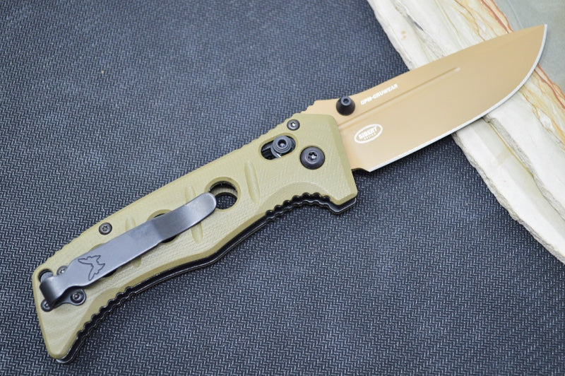 Benchmade 273FE-2 Mini Adamas - Flat Earth Drop Point Blade / CPM-CruWear Steel / OD Green Handle - Northwest Knives