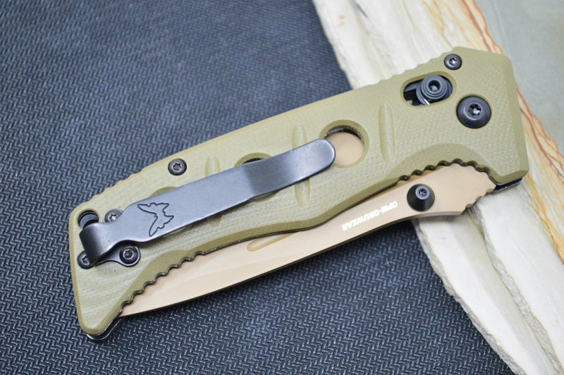 Benchmade 273FE-2 Mini Adamas - Flat Earth Drop Point Blade / CPM-CruWear Steel / OD Green Handle - Northwest Knives