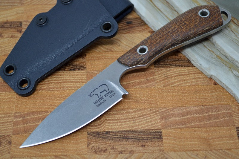 White River Knives Caper - Natural Burlap Micarta Handle