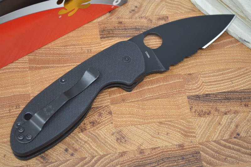 Spyderco Efficient - Black G10 / Black Partial Serrated Blade - C216GPSBBK - Northwest Knives