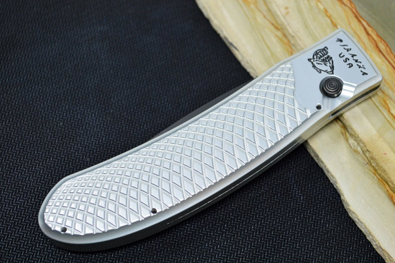 Piranha Knives "Toxin" - CPM-S30V Steel / Silver Aluminum Handle / Black Blade - Northwest Knives
