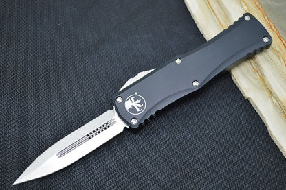 Microtech Hera OTF - Double Edge / Stonewash Blade / Black Aluminum Handle 702-10