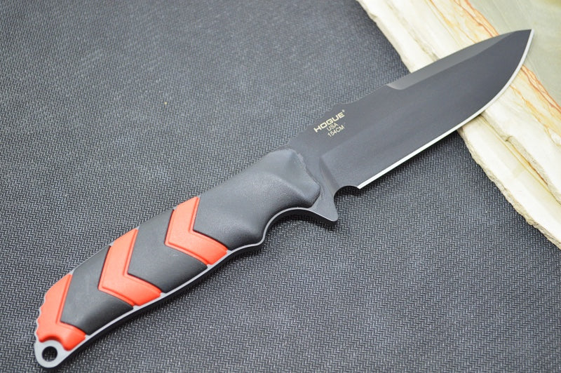 Hogue Knives H&K Fray Fixed Blade - Red & Black Rubber Handle / Black Cerakote Coated Blade / CPM-154CM 55252