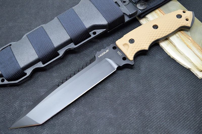 Hogue Knives EX F01 - Flat Dark Earth G-10 Handle Scales / Black A2 Tool Steel Blade / Tanto Blade 35107