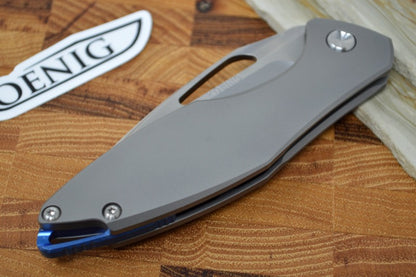 Koenig Arius Flipper Delete- Brightwashed Blade w/ Satin Flats - Titanium Handle (Gen 4) AR1002FDSPRINT
