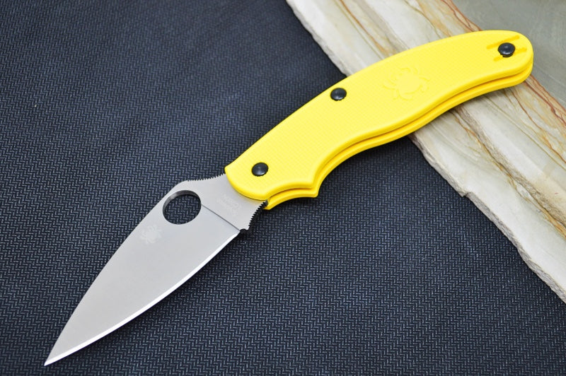 Spyderco UK Penknife Salt - Yellow FRN Handle Handle / Leaf Shaped Blade / CPM-Mangacut Steel C94PYL