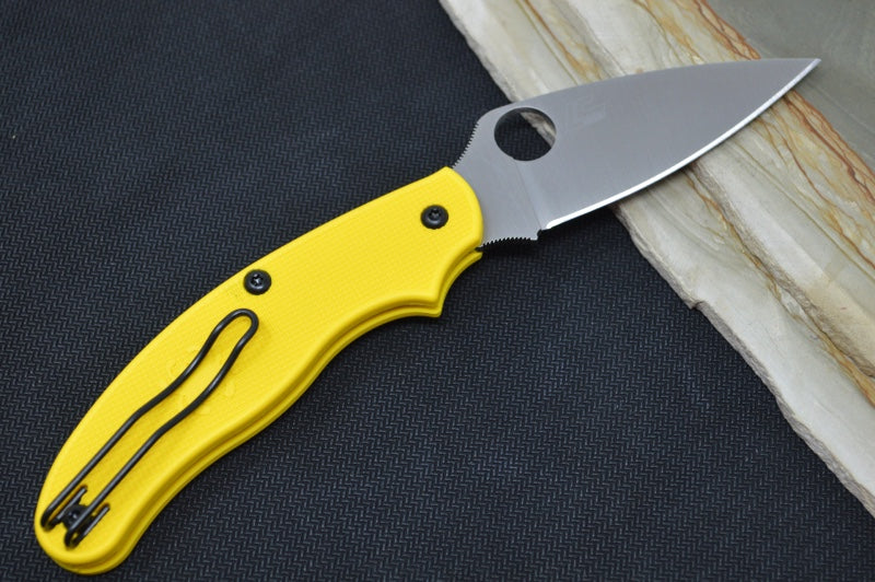 Spyderco UK Penknife Salt - Yellow FRN Handle Handle / Leaf Shaped Blade / CPM-Mangacut Steel C94PYL