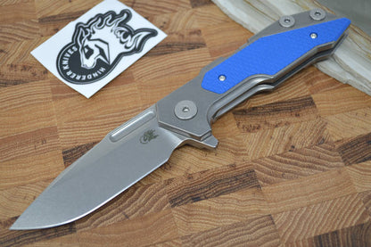 Rick Hinderer Knives Fulltrack - Tri Pivot - Stonewash Spearpoint Blade - Blue G10 - Northwest Knives