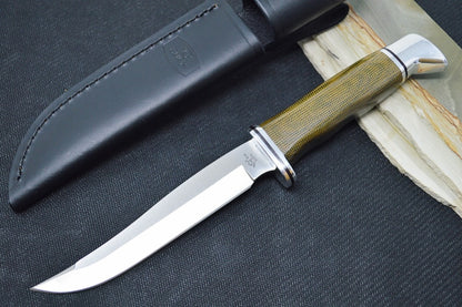 Buck Pathfinder Pro Hunting Knife - CPM-S35VN Blade / OD Green Micarta Handle / Leather Sheath 13107