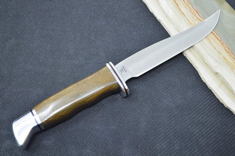 Buck Pathfinder Pro Hunting Knife - CPM-S35VN Blade / OD Green Micarta Handle / Leather Sheath 13107