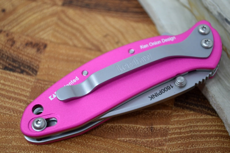 Kershaw 1600 Chive Flipper - Satin Blade / Pink Handle