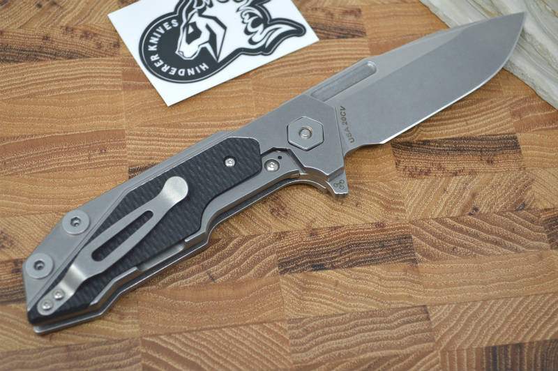 Rick Hinderer Knives Fulltrack - Tri Pivot - Stonewash Spearpoint Blade - Black G10 - Northwest Knives