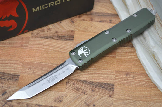 Microtech UTX-85 OTF - Single Edge / Tanto Stonewash Blade / OD Green Body - 233-10OD - Northwest Knives