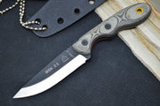 Tops Mini Scandi BLM - 1095 Steel / Black Linen Micarta Handle / Kydex Sheath MSK-BLM - Northwest Knives