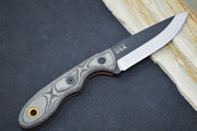 Tops Mini Scandi BLM - 1095 Steel / Black Linen Micarta Handle / Kydex Sheath MSK-BLM - Northwest Knives