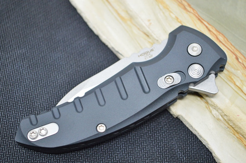 Hogue Knives X1 Microflip - Black Aluminum Handle / CPM-154 Blade / Wharncliffe Blade 24160