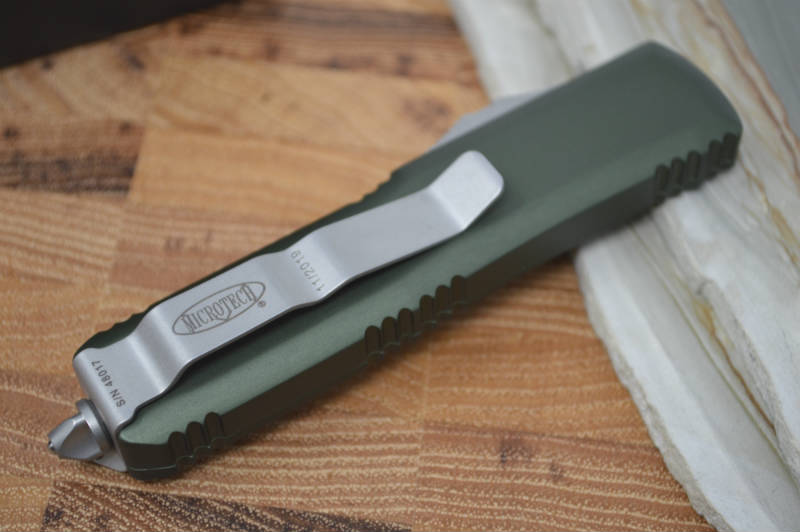 Microtech UTX-85 OTF - Single Edge / Tanto Stonewash Blade / OD Green Body - 233-10OD - Northwest Knives