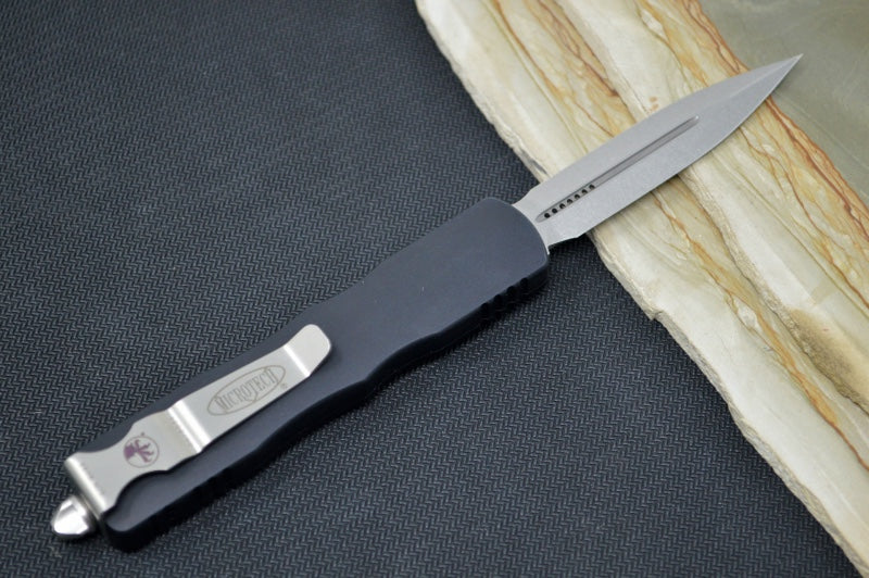Microtech Dirac OTF - Stonewash Finish / Double Edge / Black Handle 225-10 - Northwest Knives