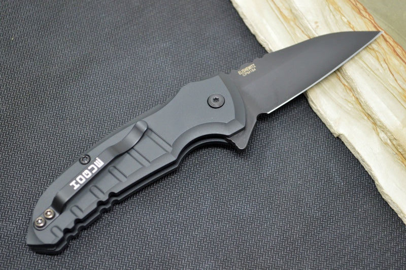 Hogue Knives X1 Microflip - Black Aluminum Handle / 154CM Steel / Black Wharncliffe Blade 24166