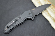 Hogue Knives X1 Microflip - Black Aluminum Handle / CPM-154 Steel / Black Wharncliffe Blade 24166 - Northwest Knives