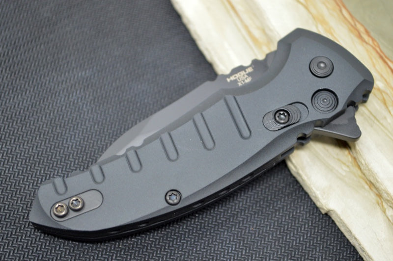 Hogue Knives X1 Microflip - Black Aluminum Handle / 154CM Steel / Black Wharncliffe Blade 24166